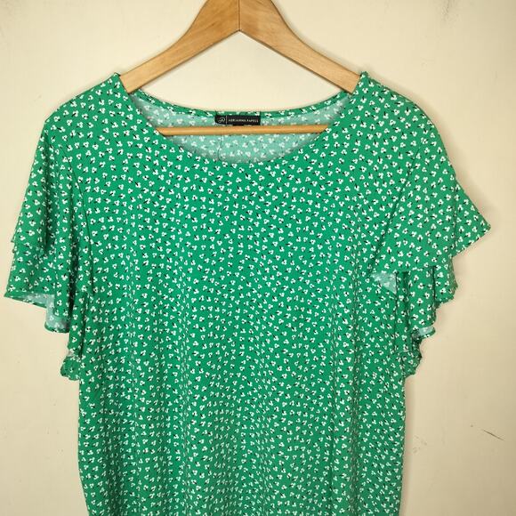 Adrianna Papell Top Floral Stretch Flutter Sleeve - Picture 3 of 8